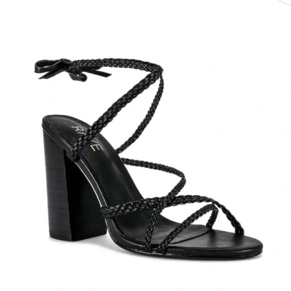 RAYE Melissa Braided Leather Heels Black Size 9 - Picture 2 of 7